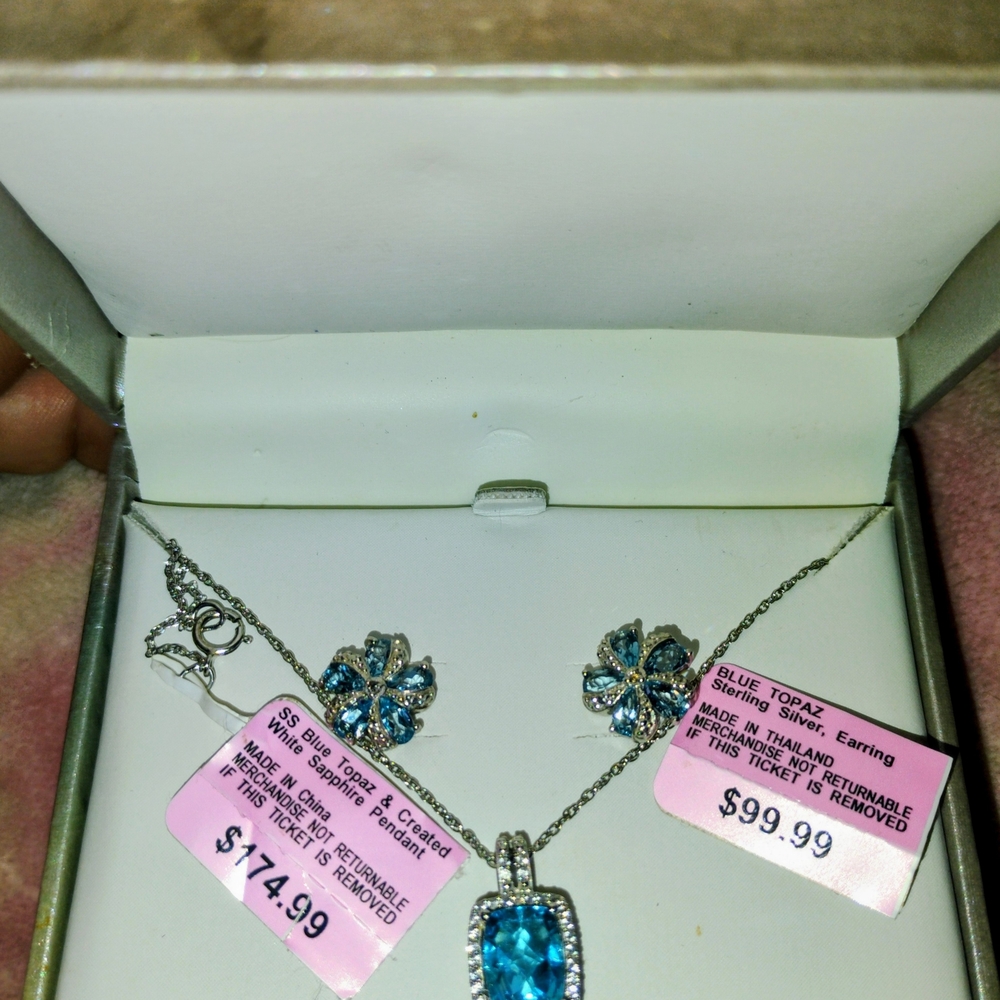 Blue Topaz and Silver Jewelry Set